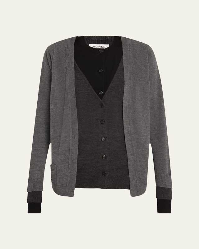 Multi Layered Merino Wool Cardigan